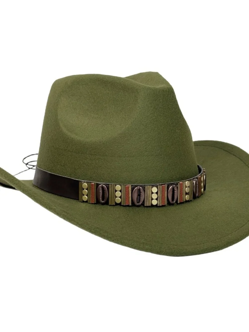 Green Western Cowboy Hat Wide Brim Ranch Rodeo Cowgirl Festival Boho Costume Hat
